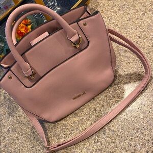 London Fog 2 Handle Purse WITH FLAWS Detachable Strap Crossbody Bag Purse Pink